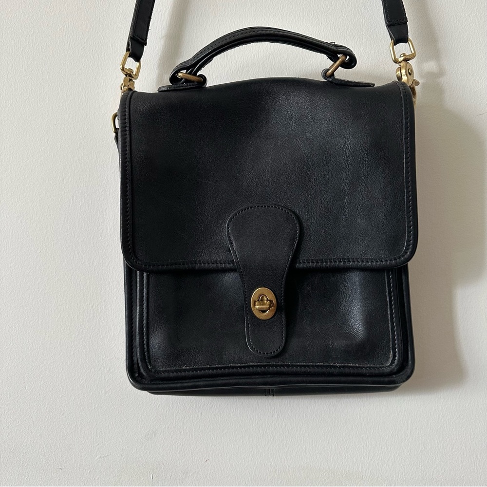 Classic Vintage Coach Black Willis Satchel Crossbody Handbag